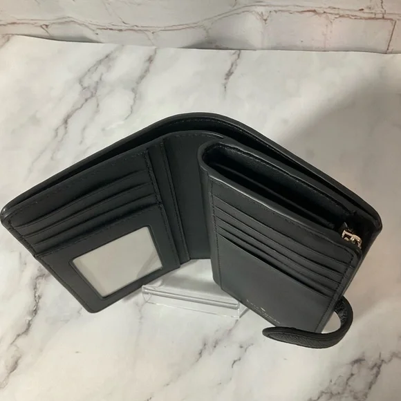 NWT Kate Spade Elsie Medium Compact Bifold Wallet Black